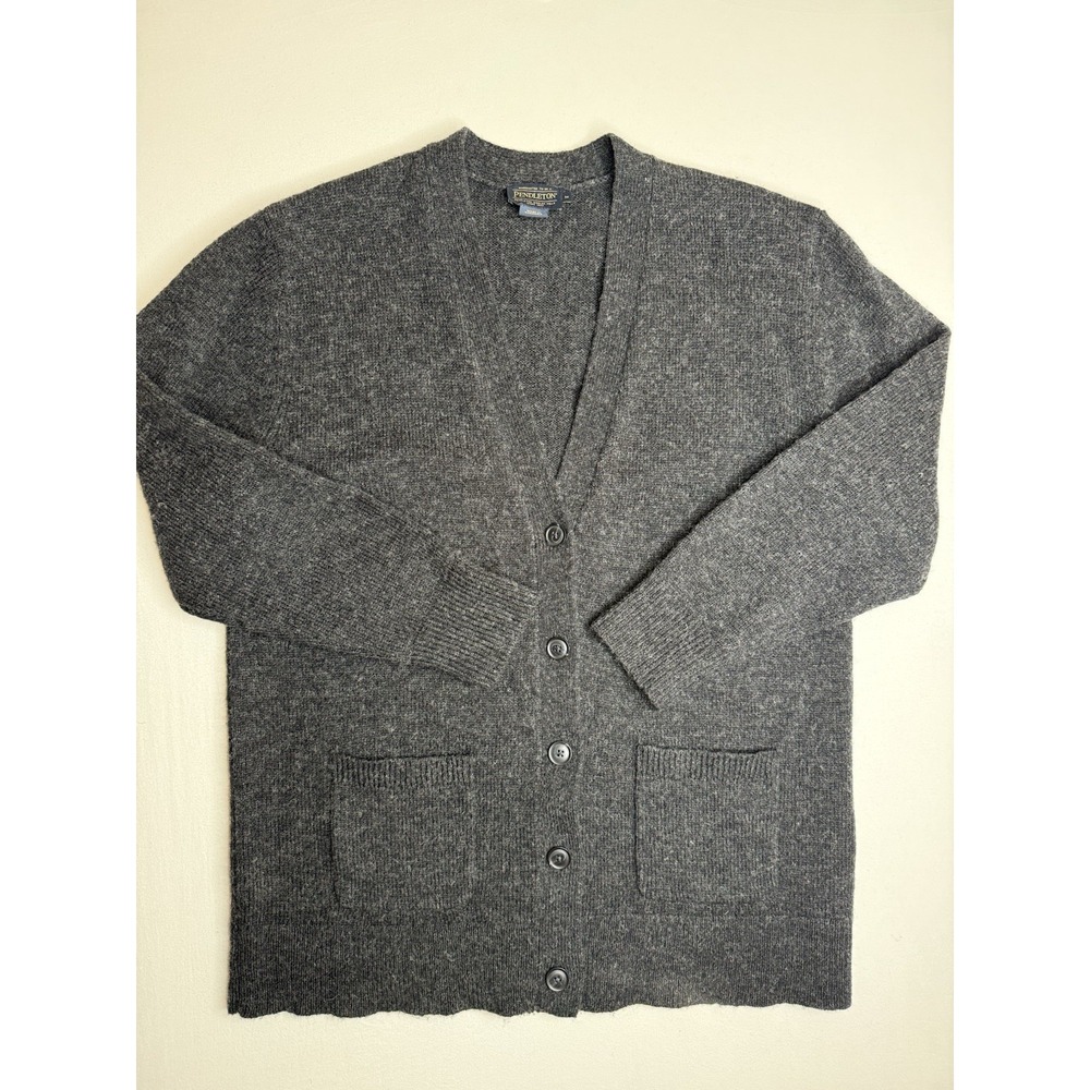 Pendleton Shetland Collection  100% Wool Gray Cardigan Sweater Mens Size M